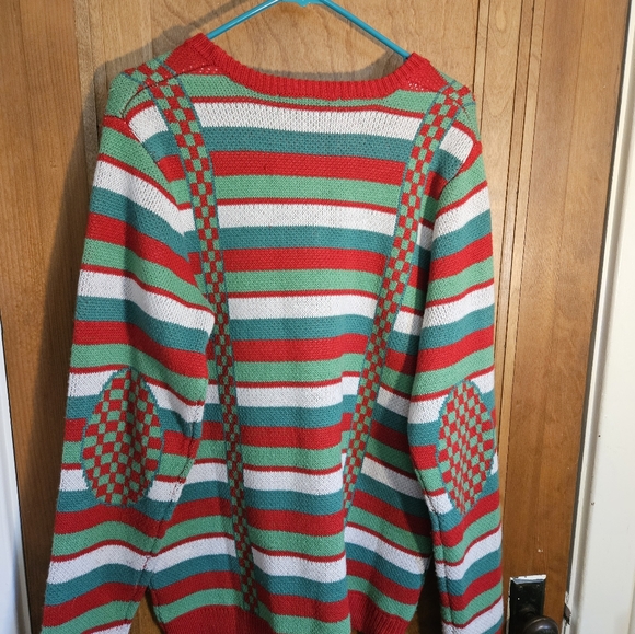 Ugly Christmas Sweater Striped w/Tie & Suspenders, Men's L - Picture 4 of 4